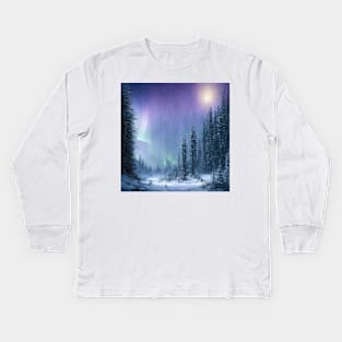 Aurora Winter Night Kids Long Sleeve T-Shirt